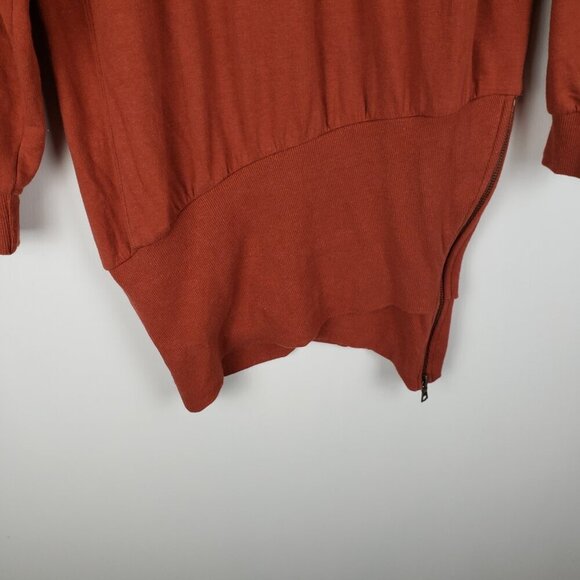 Young Fabulous & Broke Sweatshirt Dress Rust Faux Layered Zip Hem Size Small - Picture 5 of 9